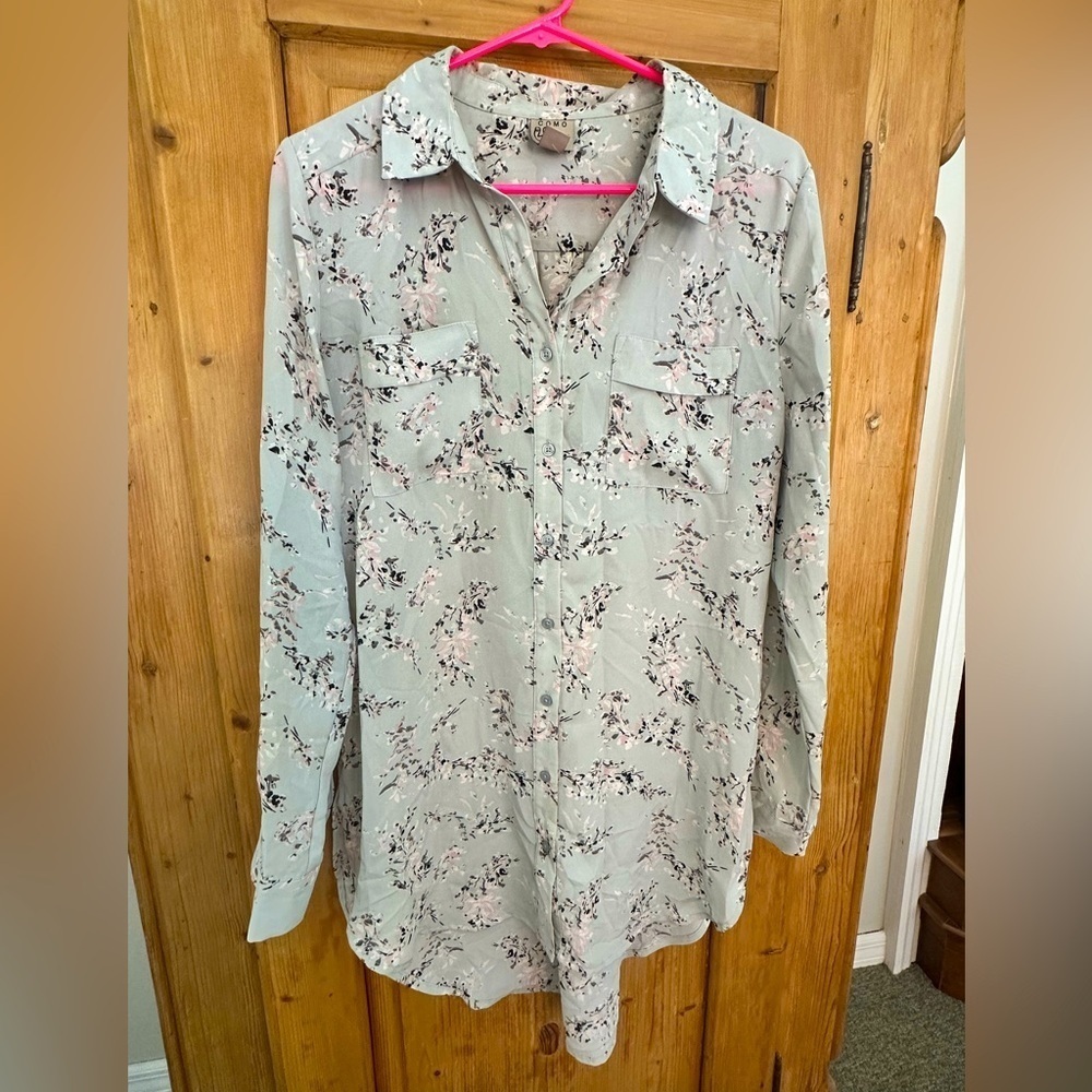 Como Vintage X- Long Button Up Blouse Floral Size Small Romantic Cottagecore